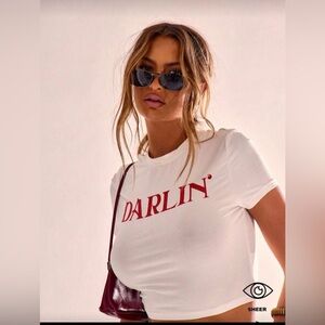 Darlin' White and Red Crop Top